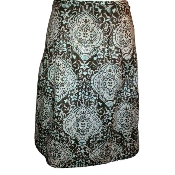 Ann Taylor Petite Womens Skirt Size 0P Lined Side Zipper Flared Brown Paisley - Picture 1 of 11